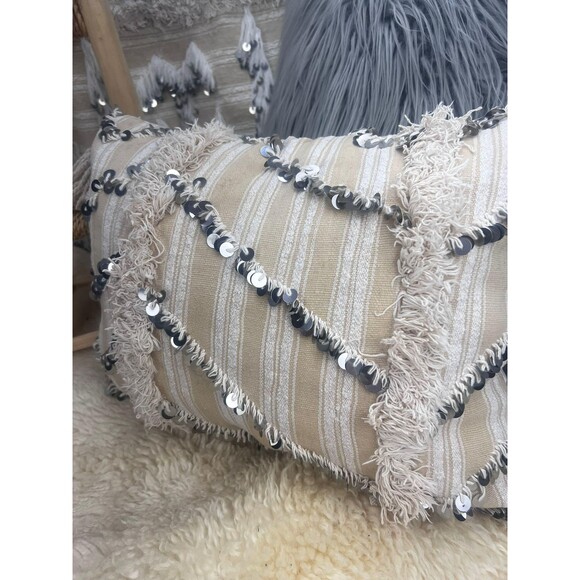 Vintage Moroccan Wedding Blanket Pillow Handira Throw Cushion 03YS00805 - Picture 3 of 6